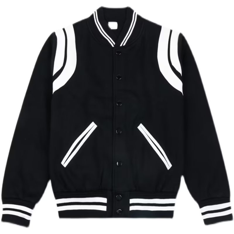 Muška baseball jakna s color-block dizajnom, High Street stil, ovratnik crewneck, jednostruka kopča, opuštena silueta