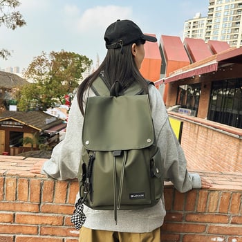 Ghiozdan pentru laptop – unisex, material PU, impermeabil, capacitate mare, curea cu pernă de aer, stil japonez