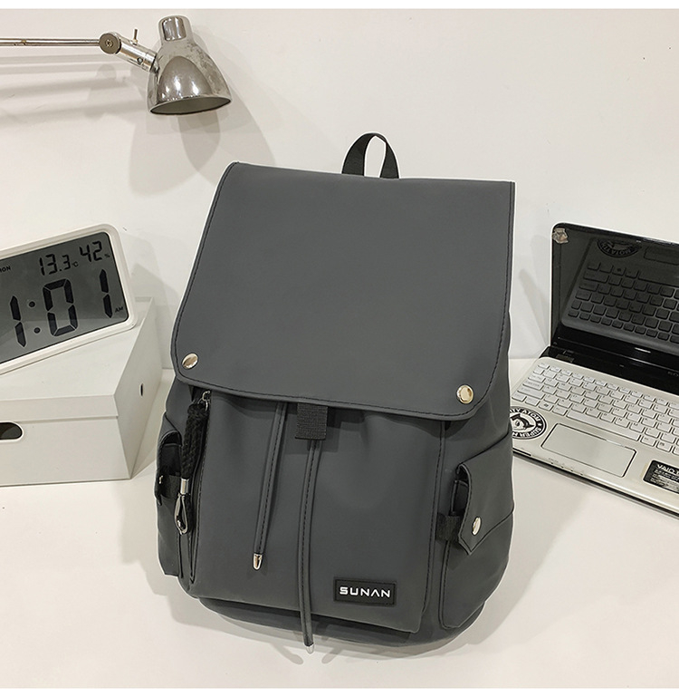 Ghiozdan pentru laptop – unisex, material PU, impermeabil, capacitate mare, curea cu pernă de aer, stil japonez