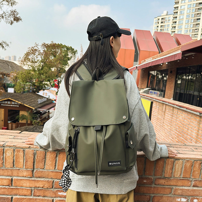 Ghiozdan pentru laptop – unisex, material PU, impermeabil, capacitate mare, curea cu pernă de aer, stil japonez