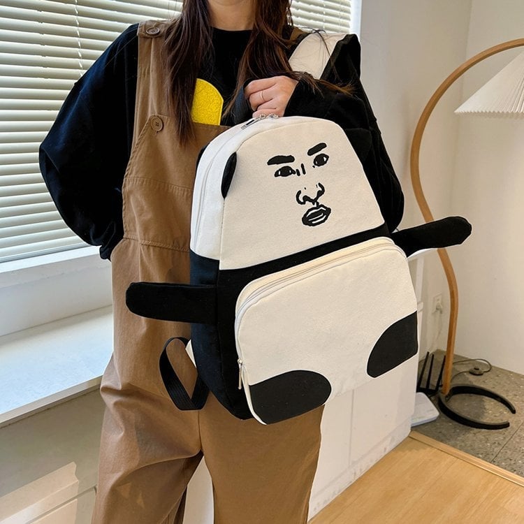 Najlonski ruksak s panda licem, svakodnevni školski ruksak, kapacitet 36-55 L, naramenice s zračnim jastučićem