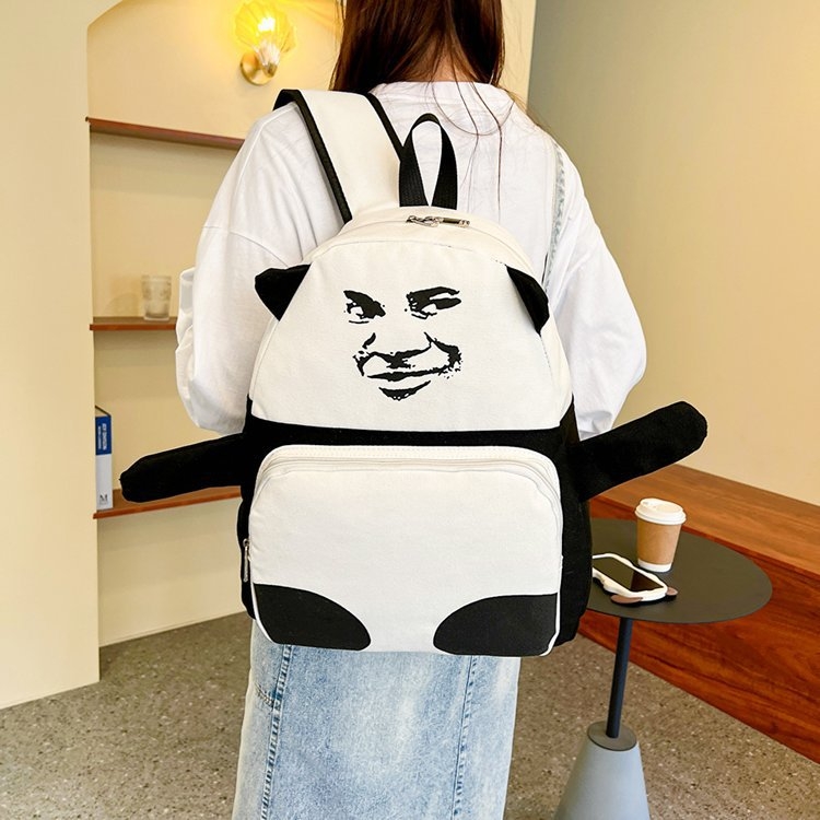 Najlonski ruksak s panda licem, svakodnevni školski ruksak, kapacitet 36-55 L, naramenice s zračnim jastučićem