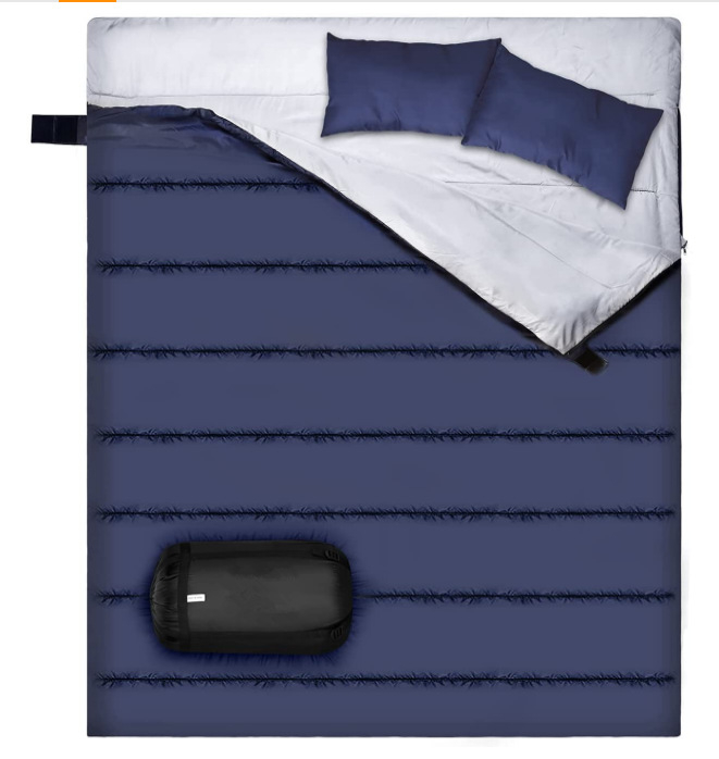 Dvostruki spavaći vreć za kampiranje, flanel tkanina, podstava: 210T poliester, oblik omotnice, za odrasle, težina oko 3,0 kg