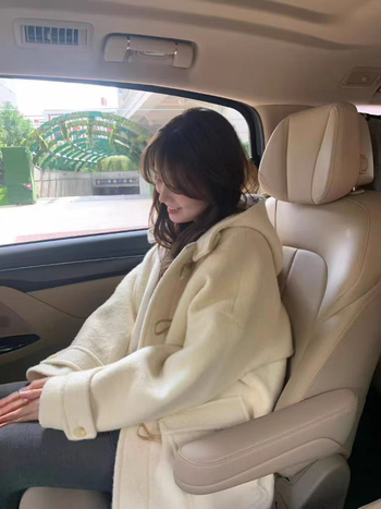 Дамско вълнено палто, средна дължина, качулка, еднобутонно закопчаване, корейски стил