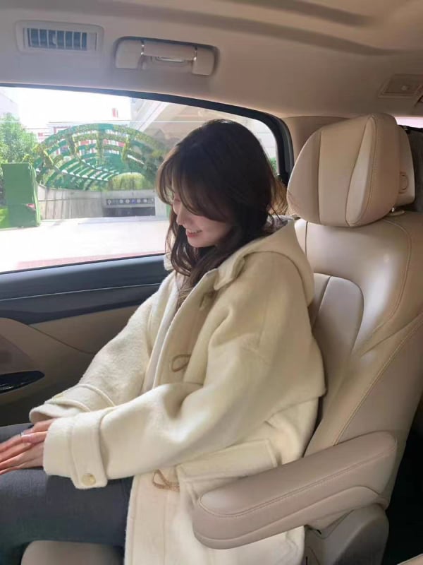 Дамско вълнено палто, средна дължина, качулка, еднобутонно закопчаване, корейски стил