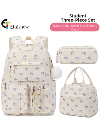Torba za djevojke – Strawberry corduroy otisak, lagana, otporna na habanje, zakrivljene naramenice, podstava od poliestera, za srednju školu