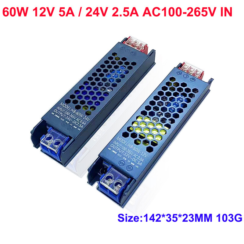 Sursă de alimentare LED ultra-subțire cu comutator pentru cutie de iluminat LED, intrare 100-265V AC, ieșire DC12V/24V, seria 45-500W, IP30, eficiență 90%