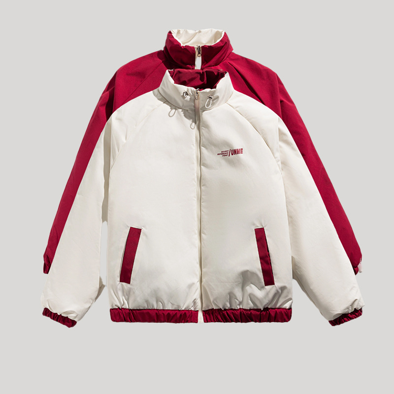 Muška dvostrano puffer jakna, koreanskog stila kardigan sa zatvaračem, uže u struku, zimska jakna s bočnim džepovima