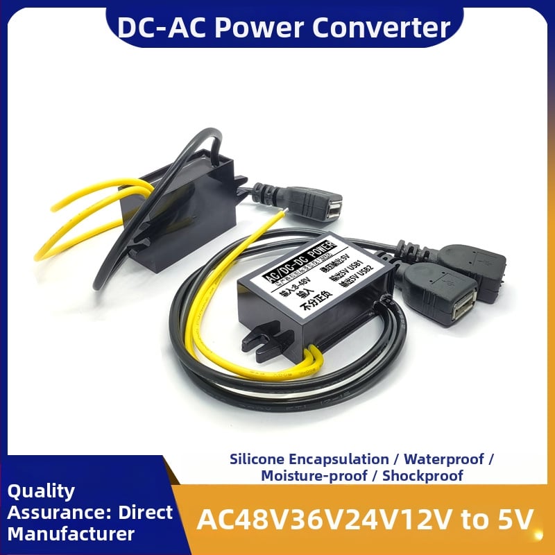 RTRURE Αδιάβροχος μετατροπεας AC-DC για επιτήρηση, είσοδος AC 12/24/36/48V, έξοδος DC 5V, ρυθμιζόμενος, μονάδα μείωσης τάσης