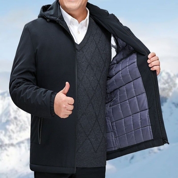 Muški zimski kaput s kapuljom, punjenje od pamuka, labav kroj, jednostruko kopčanje, lagani poslovni stil