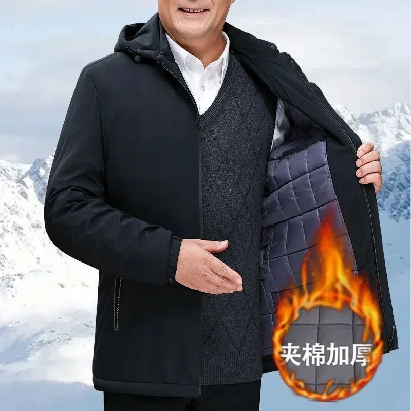 Muški zimski kaput s kapuljom, punjenje od pamuka, labav kroj, jednostruko kopčanje, lagani poslovni stil