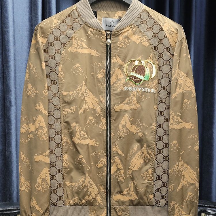 Jakna s baseball golom - Izšiven corduroy tkanina, kapuljača, lagana, mladenački stil