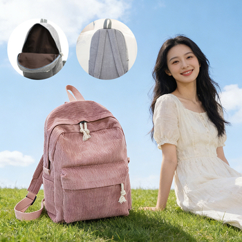 Раница велурова с урбанистичен минималистичен стил, подплата полиестер, вътрешен джоб с цип, затваряне с цип