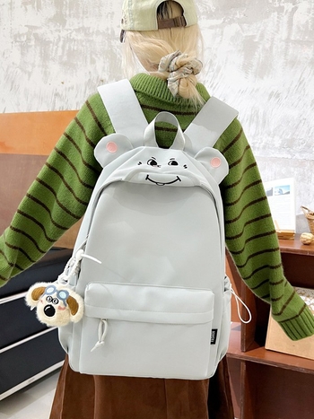 Ruksak za djevojčice s crtićnim miškom - Najlon, vodootporan, kapacitet ispod 20 L, kompatibilan s 10-inčnim prijenosnikom, remeni s zračnim jastukom, poliesterska podstava, jednobojni uzorak, Zima 2025 izdanje