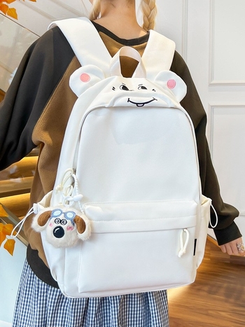 Ruksak za djevojčice s crtićnim miškom - Najlon, vodootporan, kapacitet ispod 20 L, kompatibilan s 10-inčnim prijenosnikom, remeni s zračnim jastukom, poliesterska podstava, jednobojni uzorak, Zima 2025 izdanje