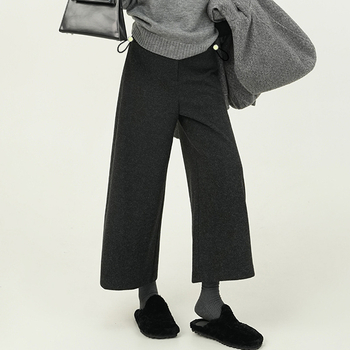 Панталони за бременни от вълна, висока талия, широки крачоли, дължина 9/10, плътна материя, полиестер 30–50% и вискоза под 30% (поддръжка на корема)