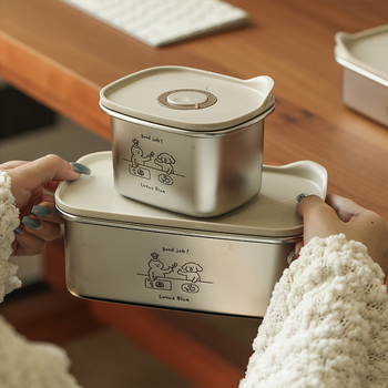 Kutija za ručak od nehrđajućeg čelika s poklopcem, okruglog oblika, zapečaćena za očuvanje svježine hrane, kapacitet 301–500 ml, nije pogodno za mikrovalnu pećnicu