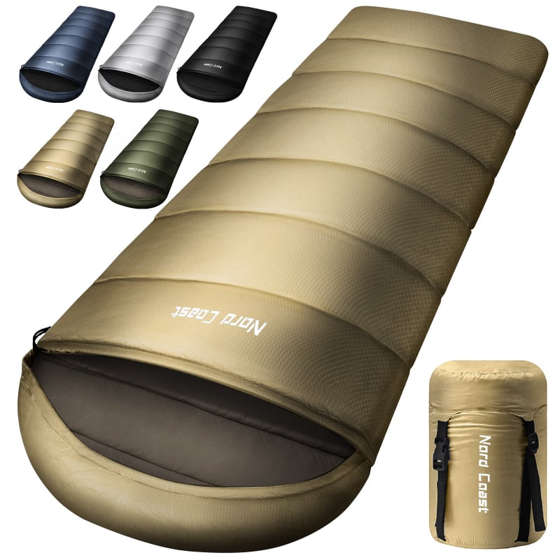 Spavaći vreć za odrasle, stil omotnice - punilo: šuplja pamuk; podstava: brušena tkanina; tkanina: 210T poliester vodootporan kalendirani reljef romba; stil: omotnica; težina: 1.25–1.95 kg