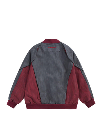 PU кожено бейсболно яке с разкроени шевове, ветроустойчиво, свободна кройка, дълги ръкави, странични джобове