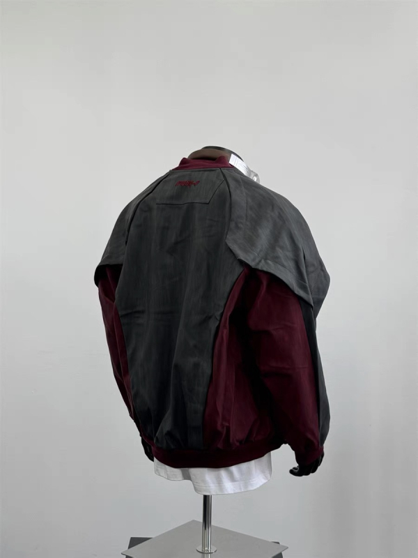 PU кожено бейсболно яке с разкроени шевове, ветроустойчиво, свободна кройка, дълги ръкави, странични джобове