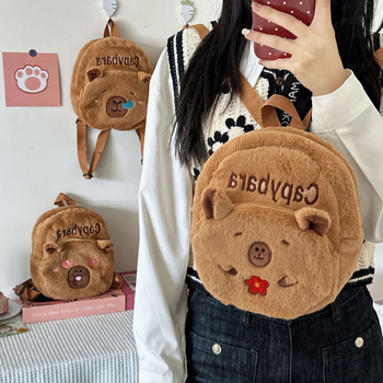 Детска плюшена раница с детски карикатурен стил за момичета, с цип, полиестерна подплата, пролет 2025