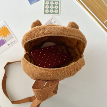 Детска плюшена раница с детски карикатурен стил за момичета, с цип, полиестерна подплата, пролет 2025