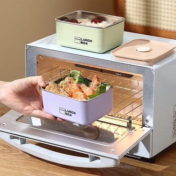 Kutija za ručak od nehrđajućeg čelika, dvostruko izolirana, mikrovalna sigurna, kvadratnog oblika, za uredske radnike