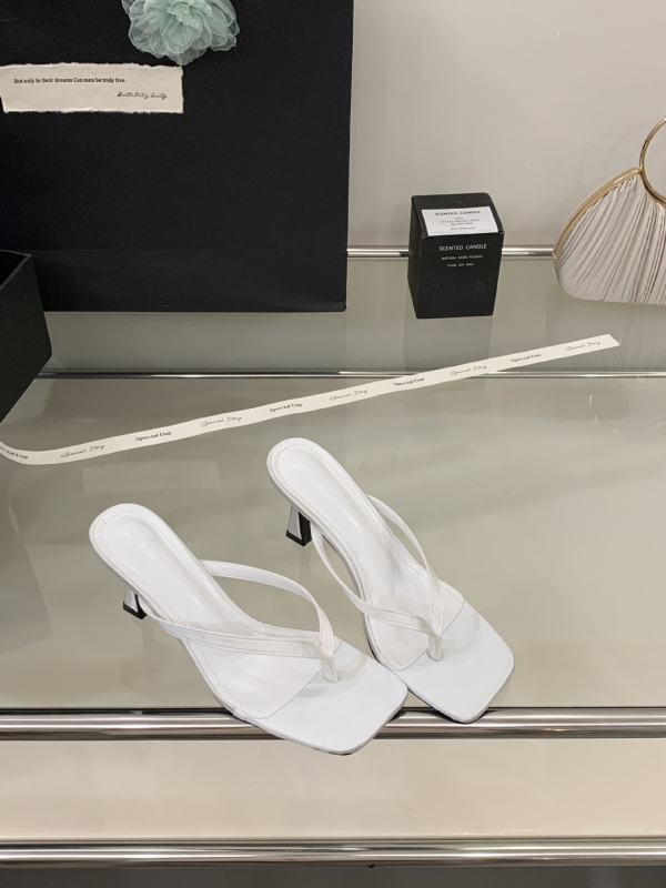 Високи сандали с квадратен нос, корейски стил — горна материя супер влакна, PU вътрешен слой, подметка гума, лято 2025