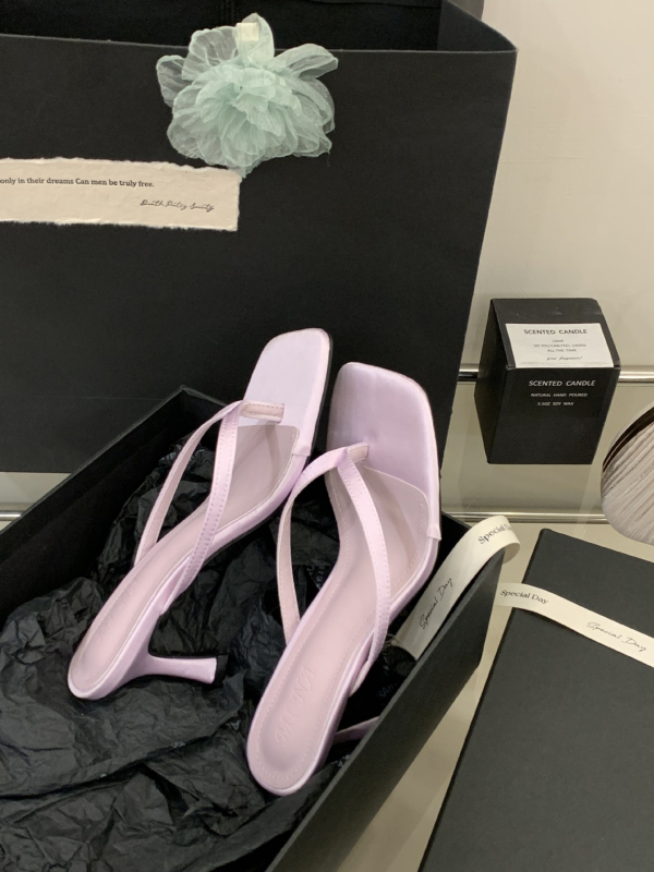 Високи сандали с квадратен нос, корейски стил — горна материя супер влакна, PU вътрешен слой, подметка гума, лято 2025