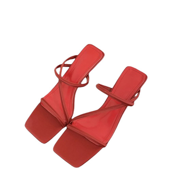 Rimske sandale s kvadratnim vrhom, diagonala traka, zatvaranje straga vezanjem, gumeni potplat, uski potpetica 3–6 cm