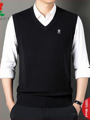 Мъжки V-образна плетена жилетка, Corduroy с Linen основа, Есен 2025