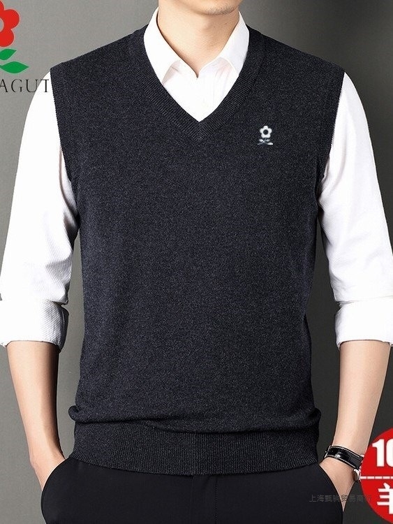 Мъжки V-образна плетена жилетка, Corduroy с Linen основа, Есен 2025