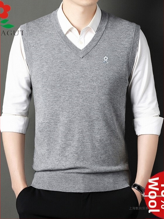 Мъжки V-образна плетена жилетка, Corduroy с Linen основа, Есен 2025