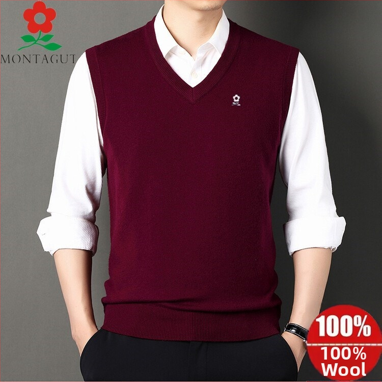 Мъжки V-образна плетена жилетка, Corduroy с Linen основа, Есен 2025