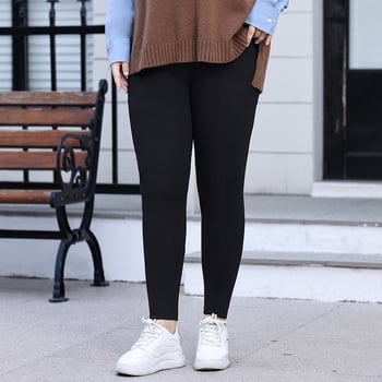 Pantaloni damă talie înaltă, skinny, uni, amestec poliester-elastan, lungime completă, croială creion