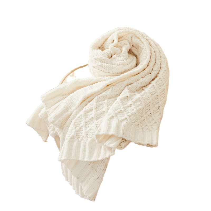 Chenille одеяло с геометричен принт, полиестер, 800–999 g, за пролет и есен