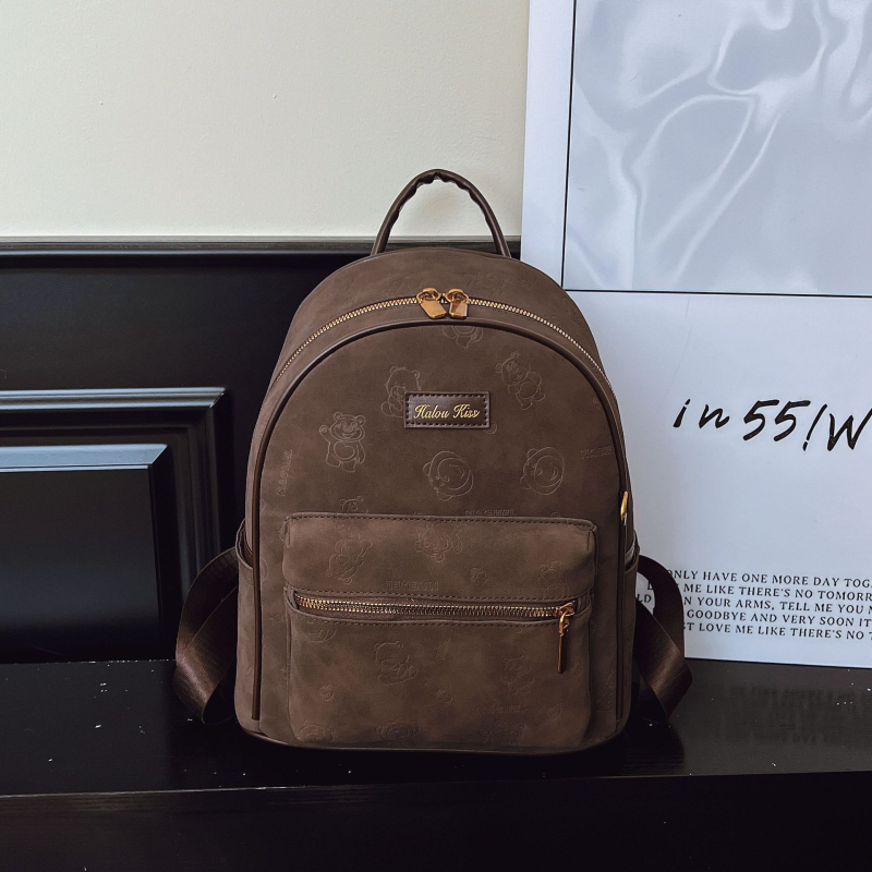 Ruksak s leopardim uzorkom od PU kože, tekstura velura, zatvarač, unutarnja džep za telefon, otporan na habanje i protiv krađe