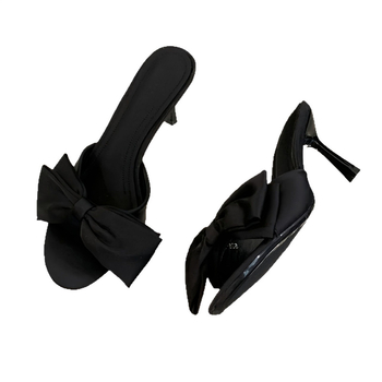 Női masnis magas sarkú szandál, felső rész: szuper rost, talp: gumi, nyár 2025