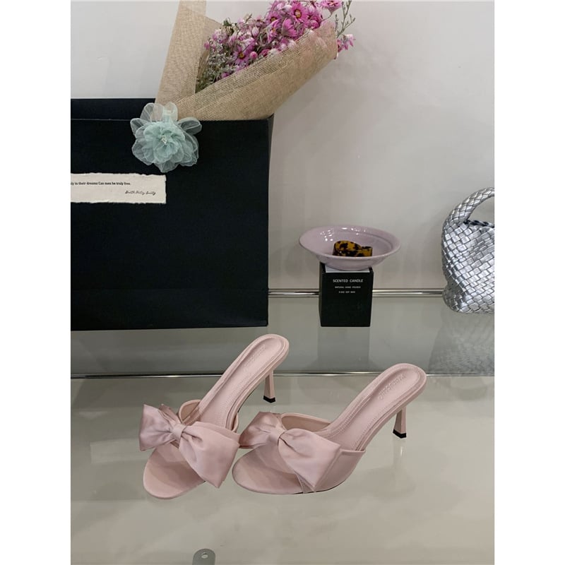 Női masnis magas sarkú szandál, felső rész: szuper rost, talp: gumi, nyár 2025