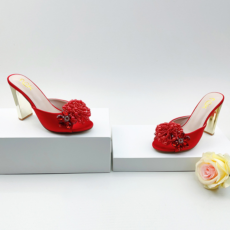 Baoxin Ženske otvorene prsti na visokim petama, rhinestones, stiletto potpetica, gornji sloj od super vlakna, gumena podloga