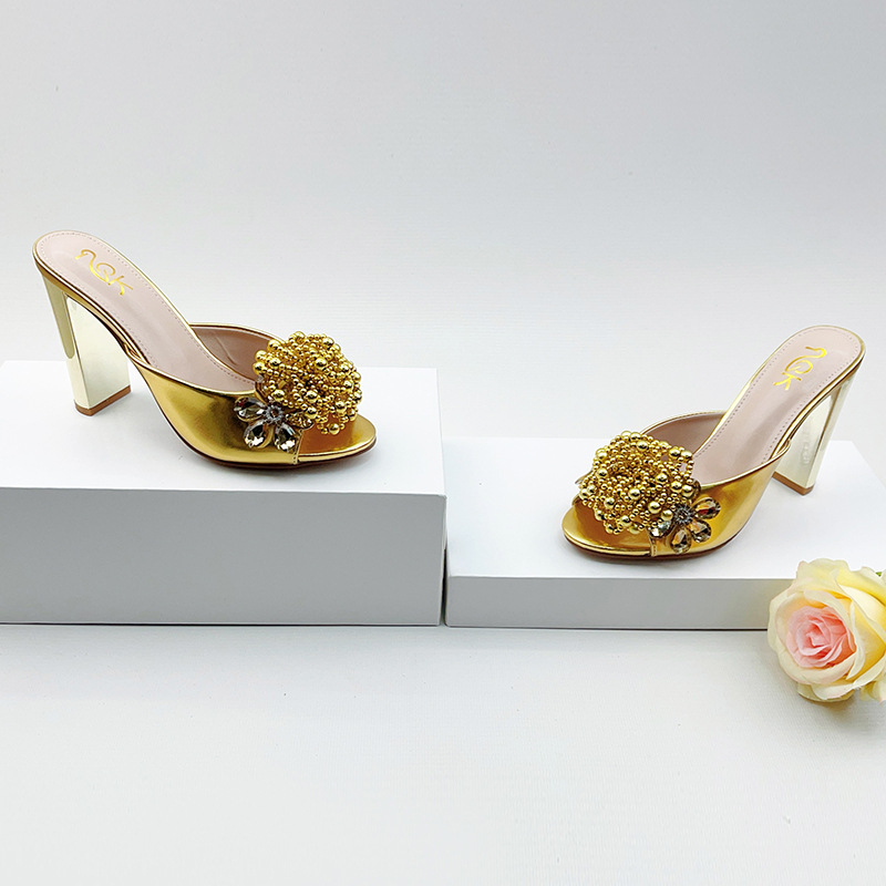 Baoxin Ženske otvorene prsti na visokim petama, rhinestones, stiletto potpetica, gornji sloj od super vlakna, gumena podloga