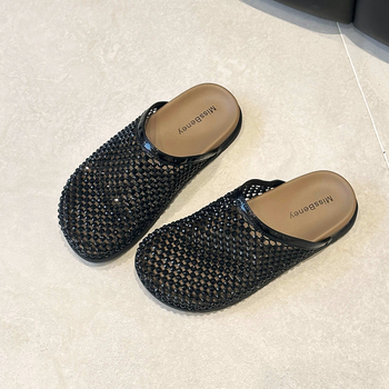 Miss hamari Ženske slip-on sandale s rhinestones, gornji dio od sintetičke kože, potplat od gume, unutrašnjost od umjetne kože, protuklizne i otporne na habanje