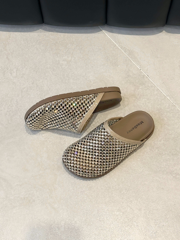 Miss hamari Ženske slip-on sandale s rhinestones, gornji dio od sintetičke kože, potplat od gume, unutrašnjost od umjetne kože, protuklizne i otporne na habanje