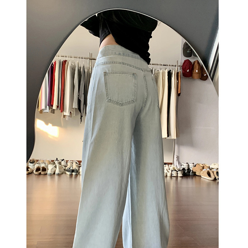 Trudničke traperice s širokim krojem, lagana pamuk-poliester mješavina s elastanom, podrška trbuha, proljeće/ljeto 2025, udoban slobodan kroj