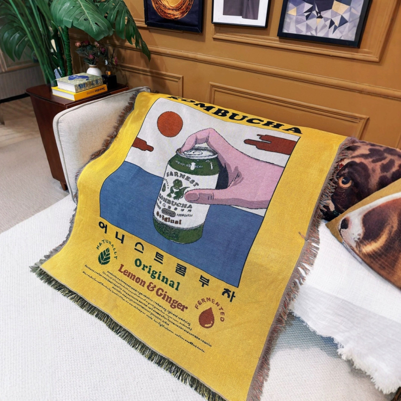 Памучно плетено хвърлящо одеяло за диван – лек лукс, подходящо за всички сезони, 800–999 g, нишково одеяло