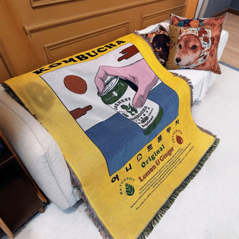 Памучно плетено хвърлящо одеяло за диван – лек лукс, подходящо за всички сезони, 800–999 g, нишково одеяло