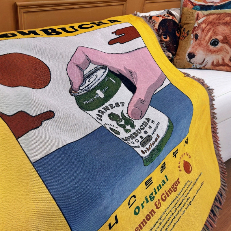 Памучно плетено хвърлящо одеяло за диван – лек лукс, подходящо за всички сезони, 800–999 g, нишково одеяло