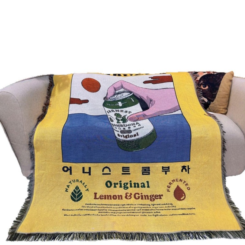 Памучно плетено хвърлящо одеяло за диван – лек лукс, подходящо за всички сезони, 800–999 g, нишково одеяло