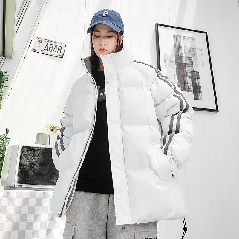 Мъжко зимно яке с памучен пълнеж, свободна кройка, стояща яка, цип, дебел пълнеж, джобове отстрани