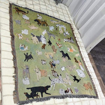 Pătură pentru animale de companie din bumbac tricotat, cu model de desene animate, 800–999 g, stil INS, toate sezoanele
